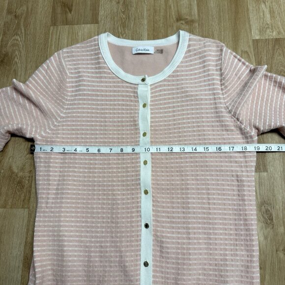CALVIN KLEIN CARDIGAN COQUETTE SOFT GIRL GOLD BUTTON LIGHT ACADEMIA PINK SIZE L? - Picture 8 of 9